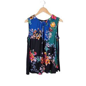 Vanessa Virginia Anthropologie Wanderlust Floral Pleated Sleeveless Top XS